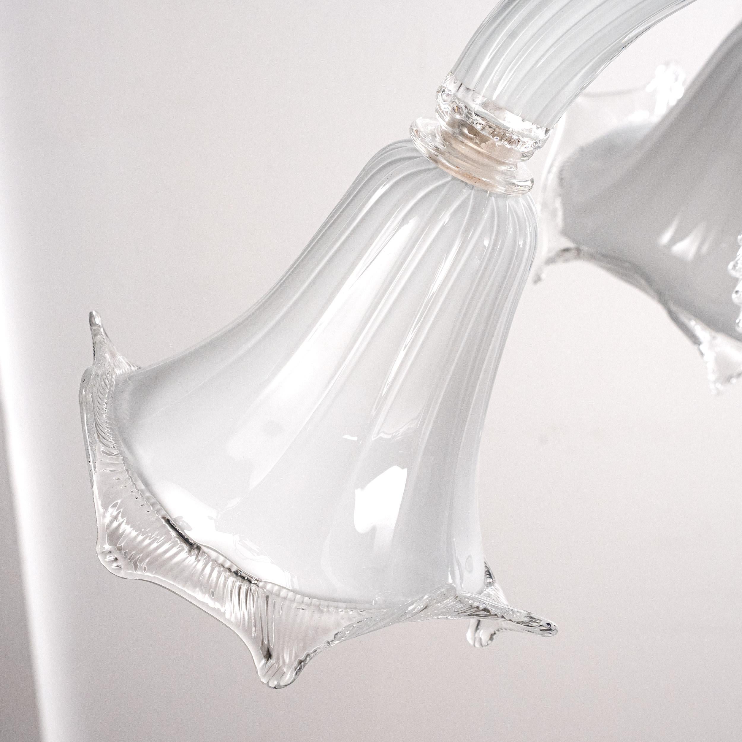 Lampadario artistico in vetro bianco di Murano a 6 luci, Vintage Made in Italy, in stock in vendita 2