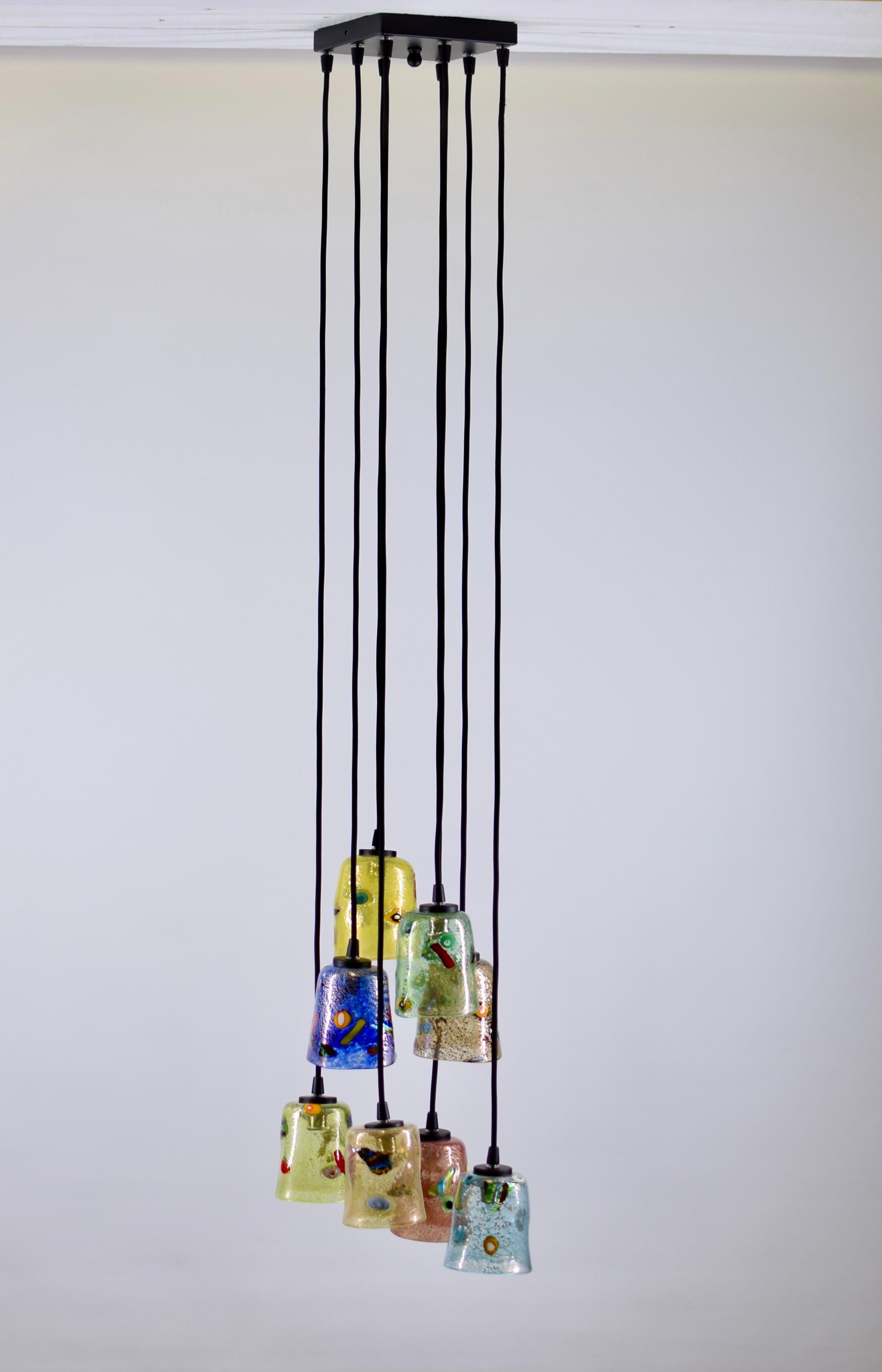 Artistic Pendant 8, Murano Glass, Arlecchino by Eros Raffael In New Condition In Martellago, IT