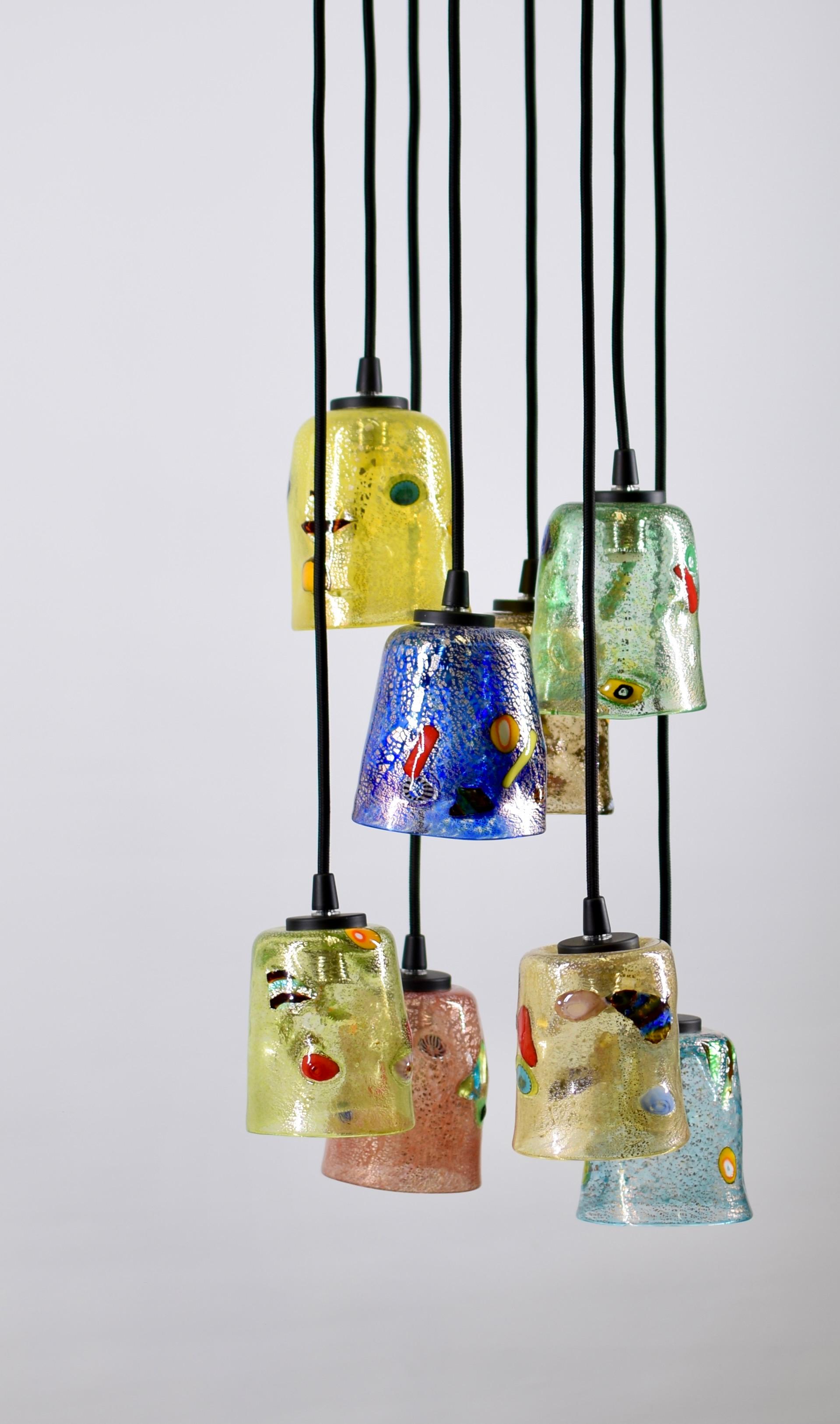 Contemporary Artistic Pendant 8, Murano Glass, Arlecchino by Eros Raffael