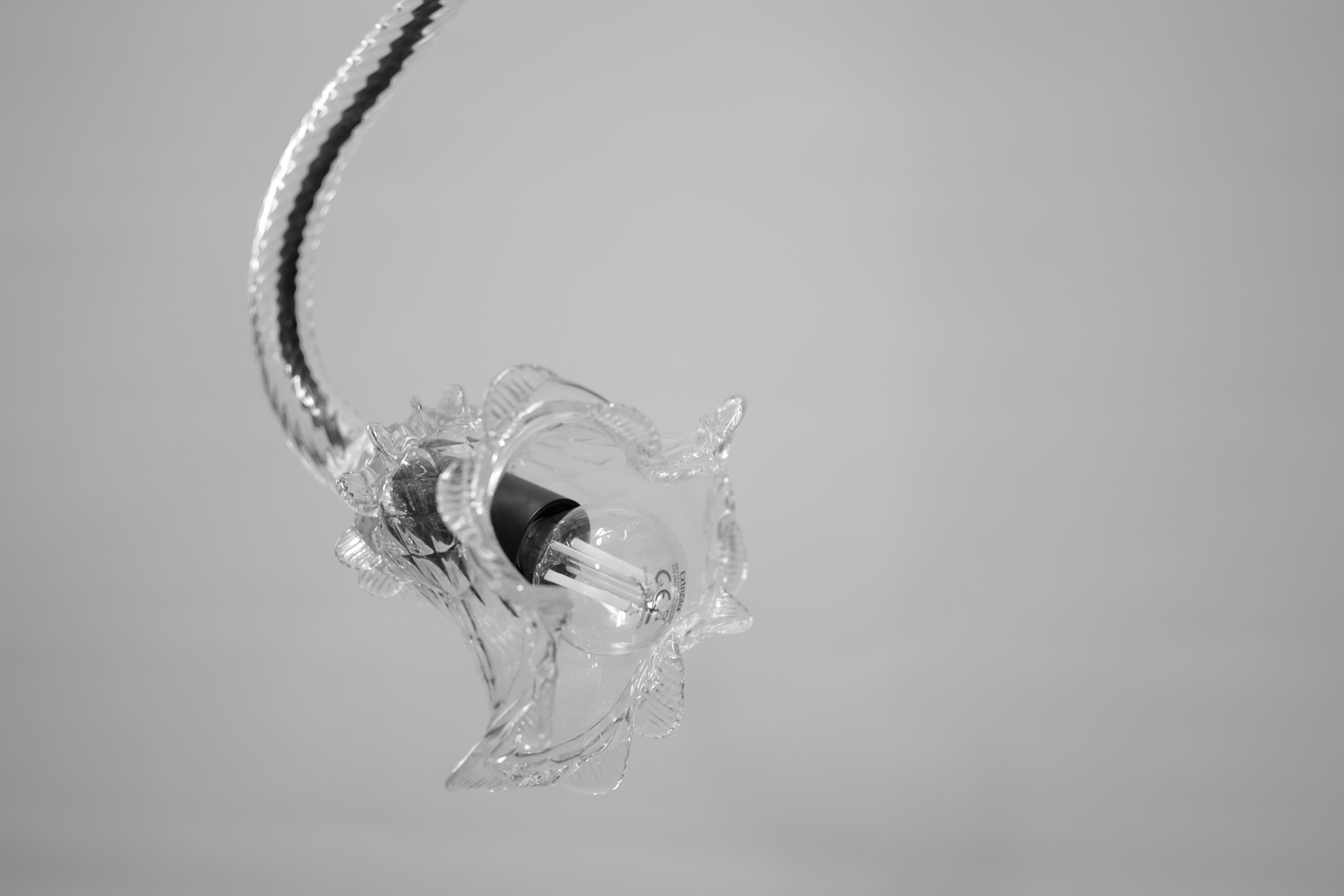 Contemporary Artistic Pendent 1 Clear, Murano Glass, Inspiration by Eros Raffael For Sale