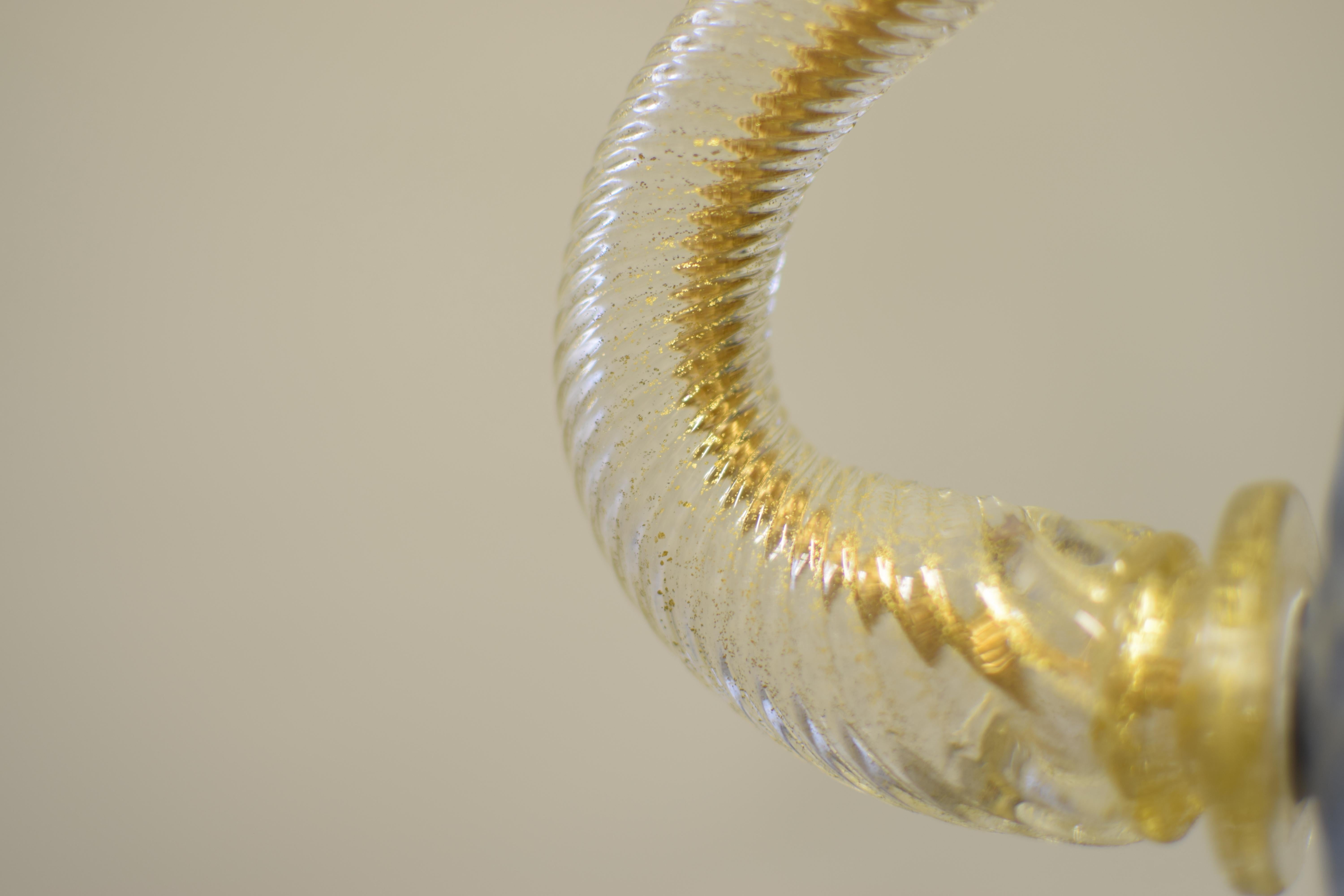 Blown Glass Artistic Pendant 1 Gold, Murano Glass, Inspiration by Eros Raffael For Sale