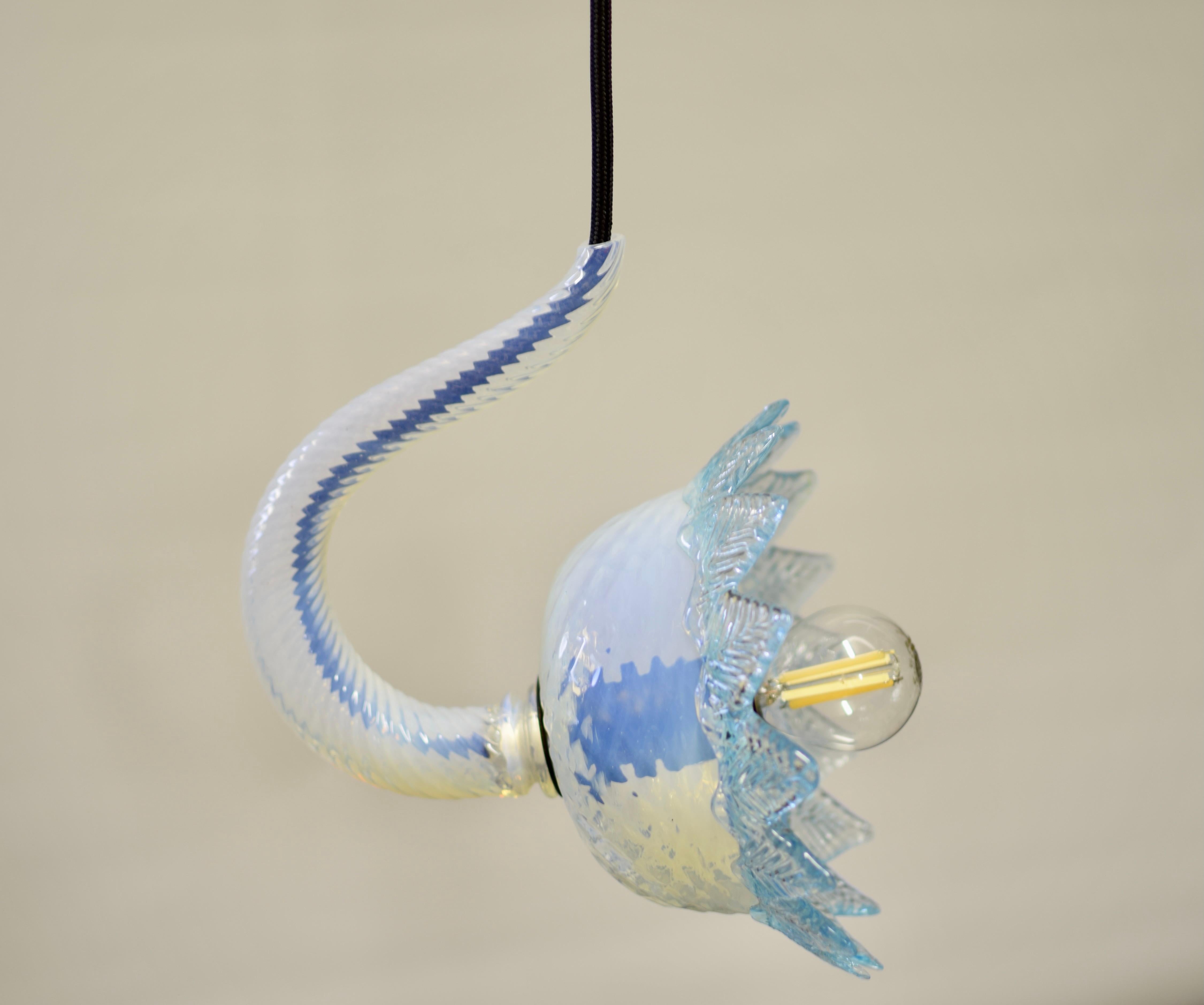 Artistic Pendant 1 Opalino, Murano Glass, Inspiration by Eros Raffael In New Condition For Sale In Martellago, IT