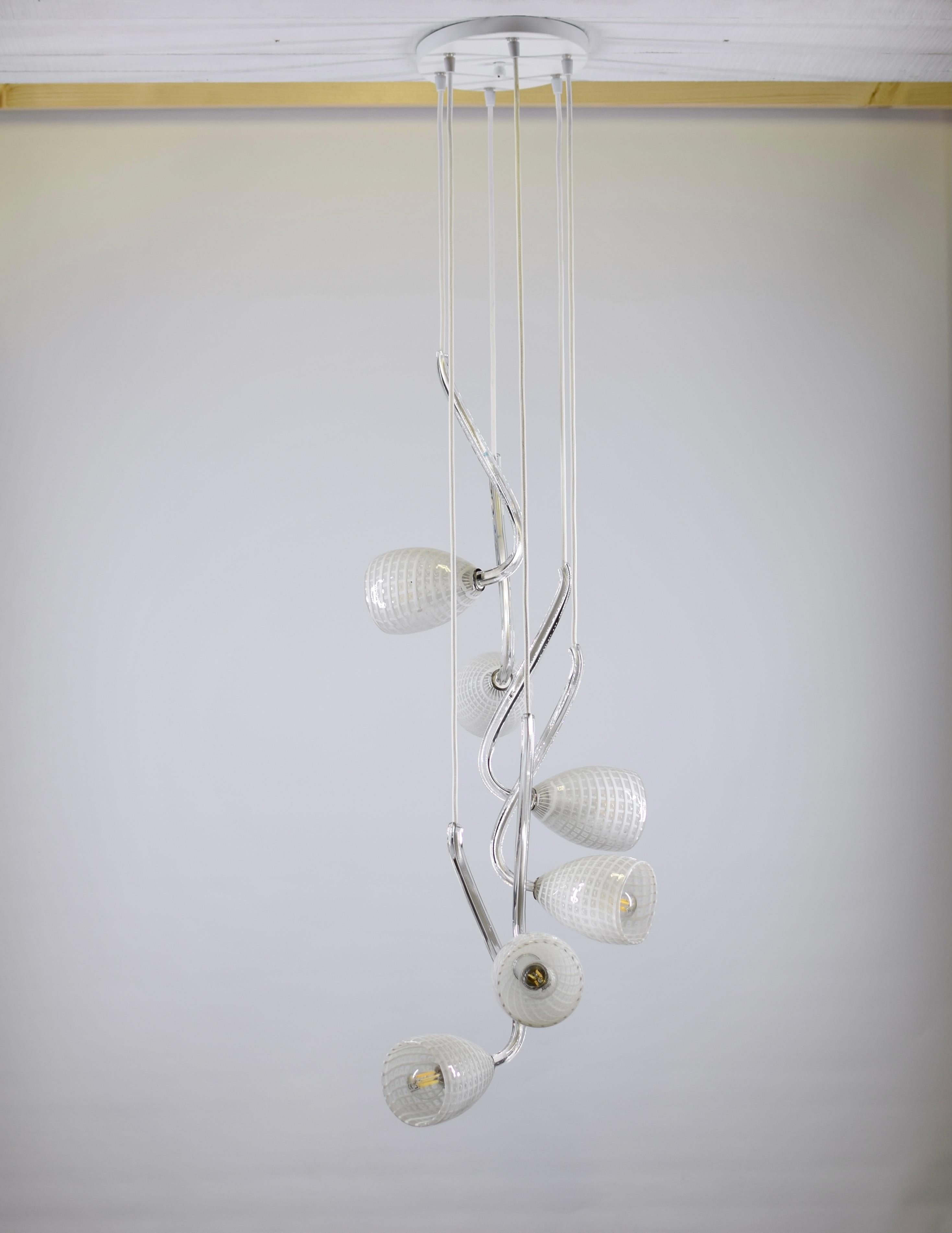 Italian Artistic Pendant 6, Murano Glass, Inspiration by Eros Raffael For Sale
