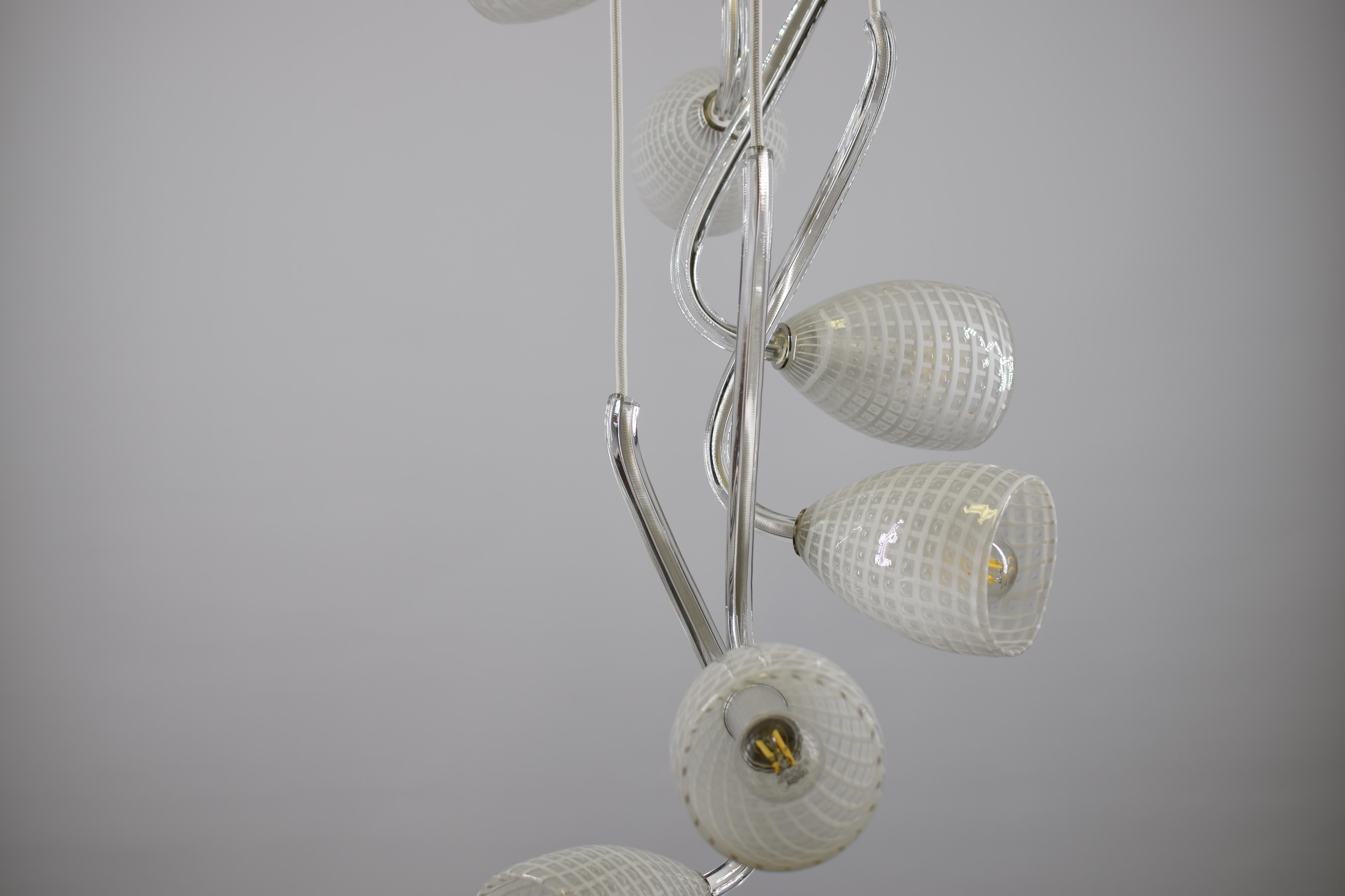 Blown Glass Artistic Pendant 6, Murano Glass, Inspiration by Eros Raffael For Sale