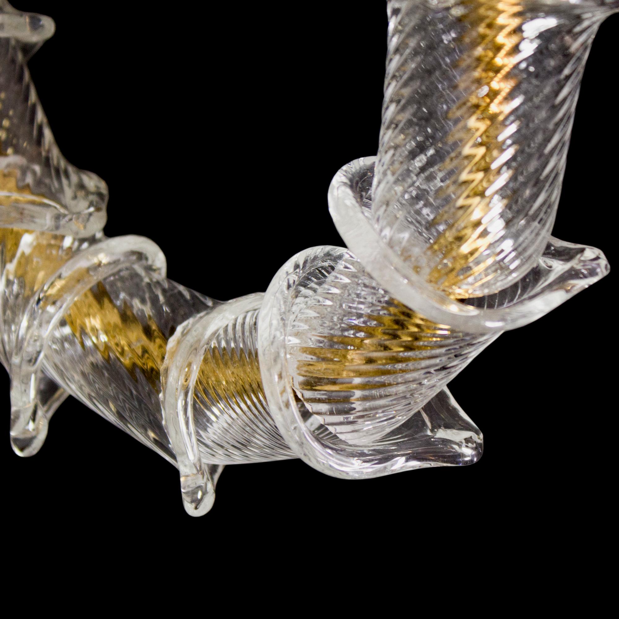 Künstlerischer Rezzonico-Wandleuchter mit 3 Armen aus Kristall-Goldglas von Multiforme im Zustand „Neu“ im Angebot in Trebaseleghe, IT