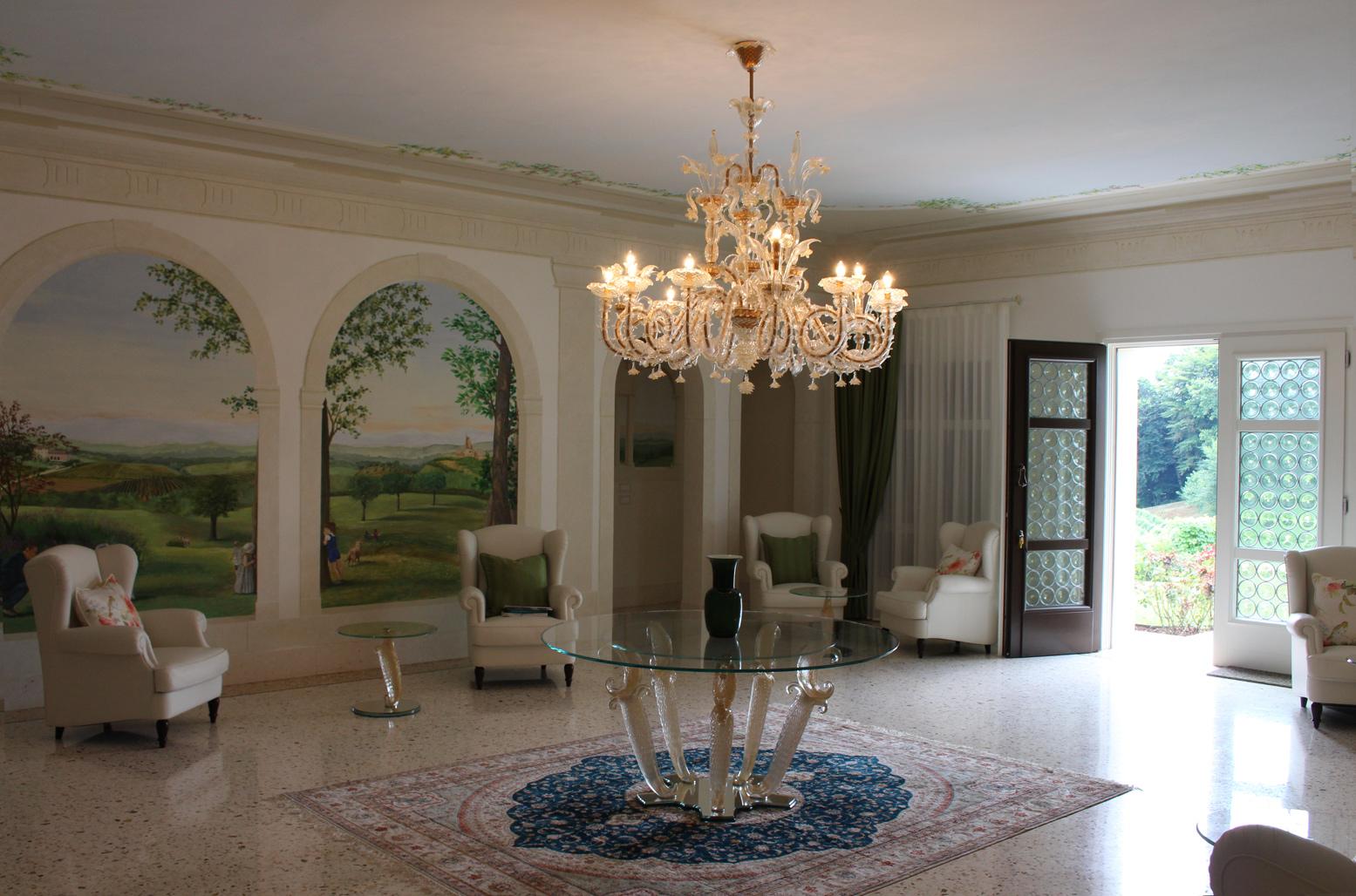 Sconce artistiche Rezzonico a 3 bracci in vetro cristallo-oro di Multiforme in vendita 1