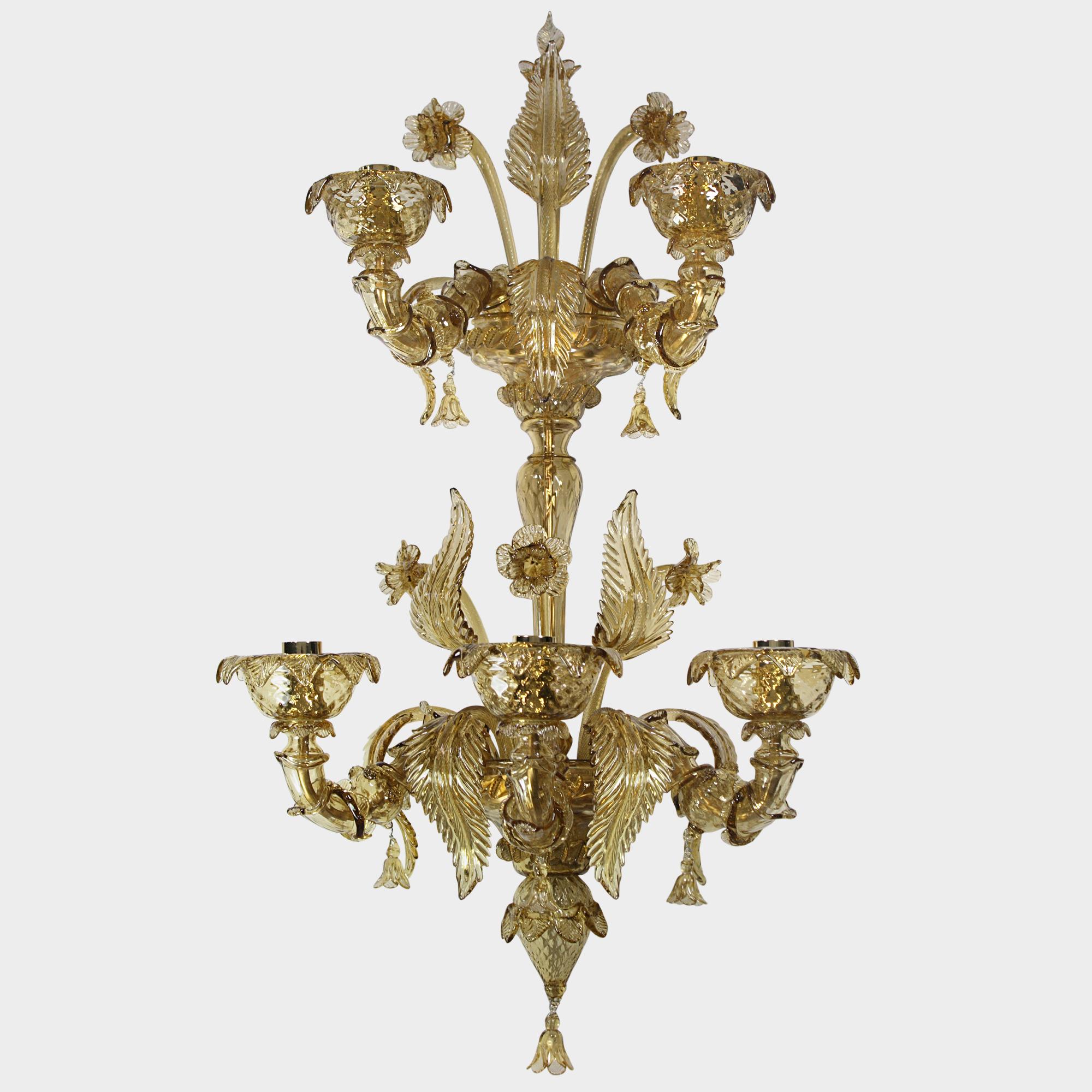 Artistico Rezzonico Sconce 3+2 bracci in vetro di quarzo fumé di Multiforme in Stock in vendita 1