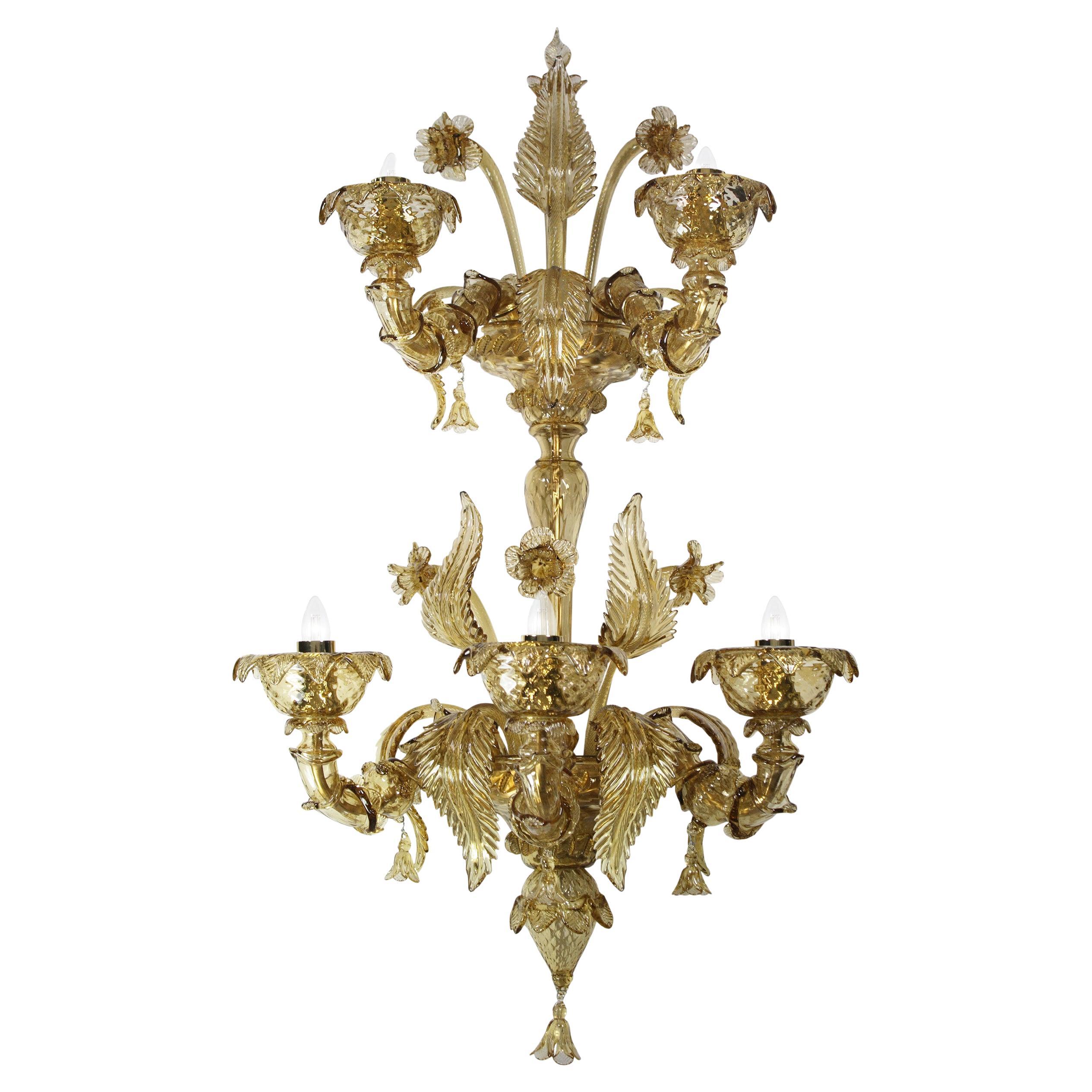 Artistic Rezzonico Sconce 3+2arms Smoky Quartz Glass by Multiforme in Stock For Sale
