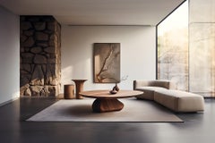 Artistic Round Coffee Table Solace 46: Unique Design in Solid Walnut