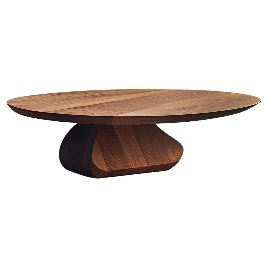 Artistic Round Coffee Table Solace 46: Unique Design in Solid Walnut For Sale