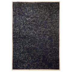 Artistic Rug by DM - "Surréalisme" - French Wool Rug - Hand Knotted, Black