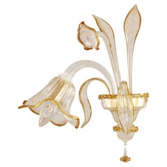 Retro Artistic Sconce 1 Arm, Clear Murano Glass Amber Colour Details by Multiforme