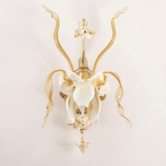 Artistic Sconce 1 Arm Straw-Gold-White Murano Glass Iris Garden by Multiforme