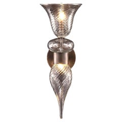 Artistic Sconce 1 Light Crystal Ribbed Murano Glass Heritage by Multiforme