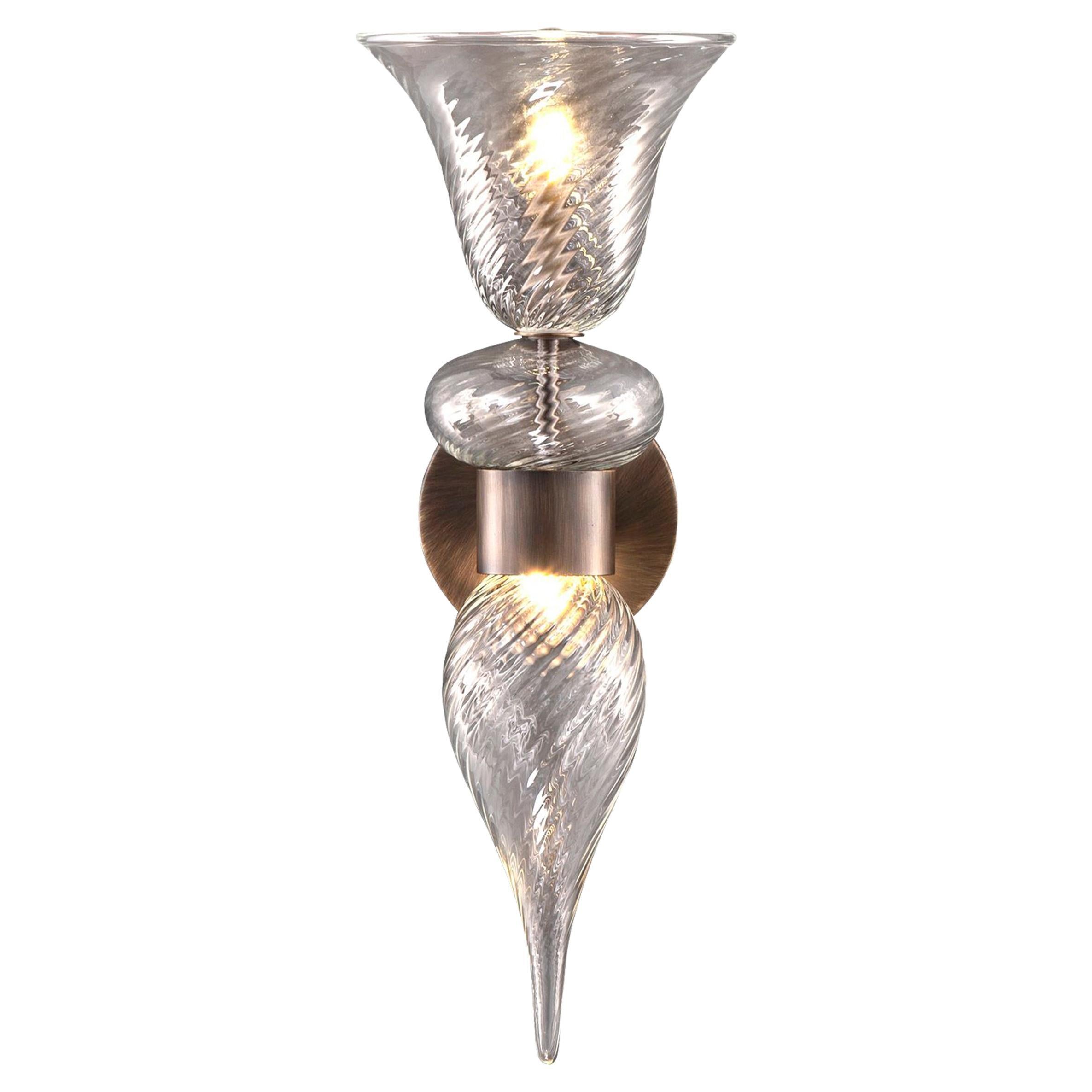 Artistic Sconce 1 Light Crystal Ribbed Murano Glass Heritage by Multiforme