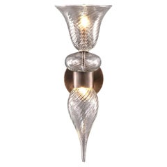 Artistic Sconce 1 Light Crystal Ribbed Murano Glass Heritage by Multiforme