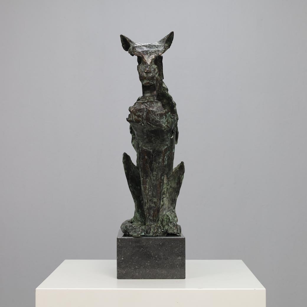 Italian Artistic Sculpture in Bronze – Majestic Cat For Sale
