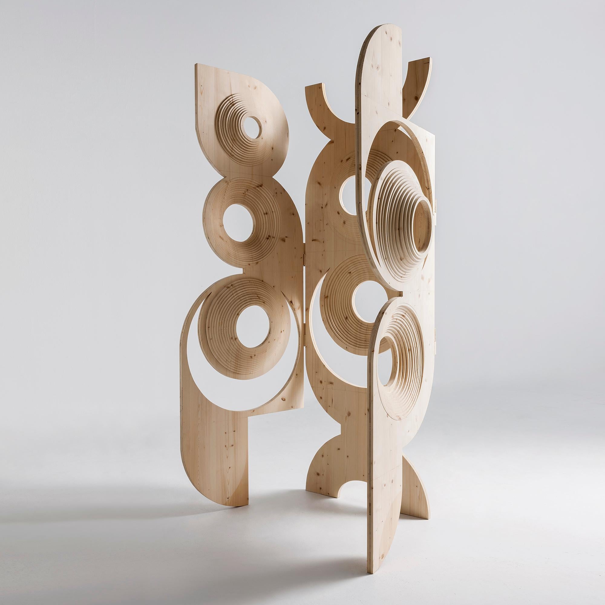 Skulpturaler geschnitzter Raumteiler „Cortina“ aus Holz, Prototyp aus Italien 4