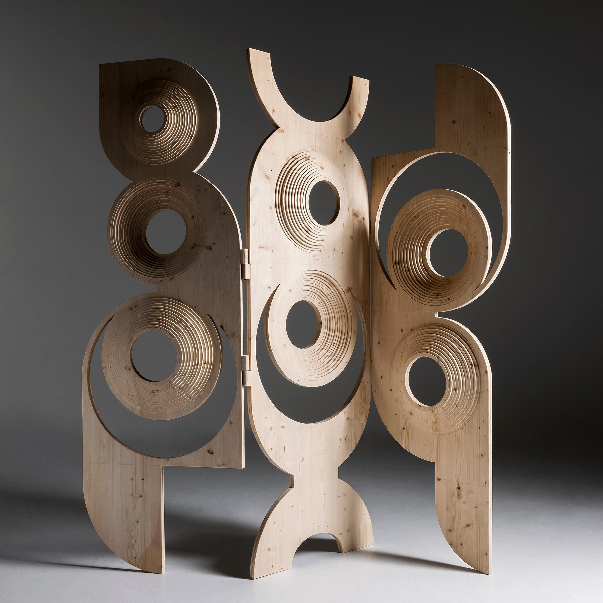 Skulpturaler geschnitzter Raumteiler „Cortina“ aus Holz, Prototyp aus Italien 5