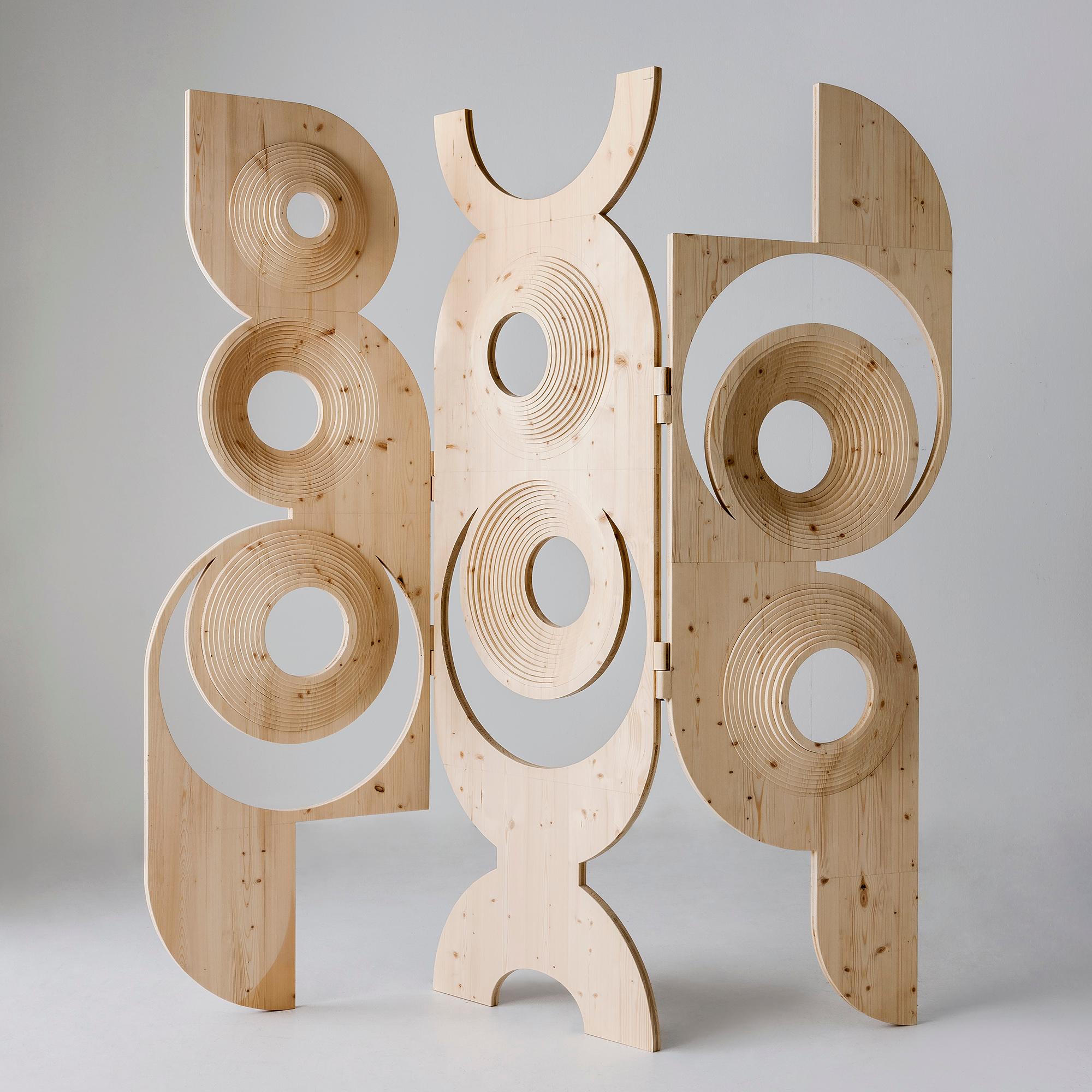Skulpturaler geschnitzter Raumteiler „Cortina“ aus Holz, Prototyp aus Italien 6