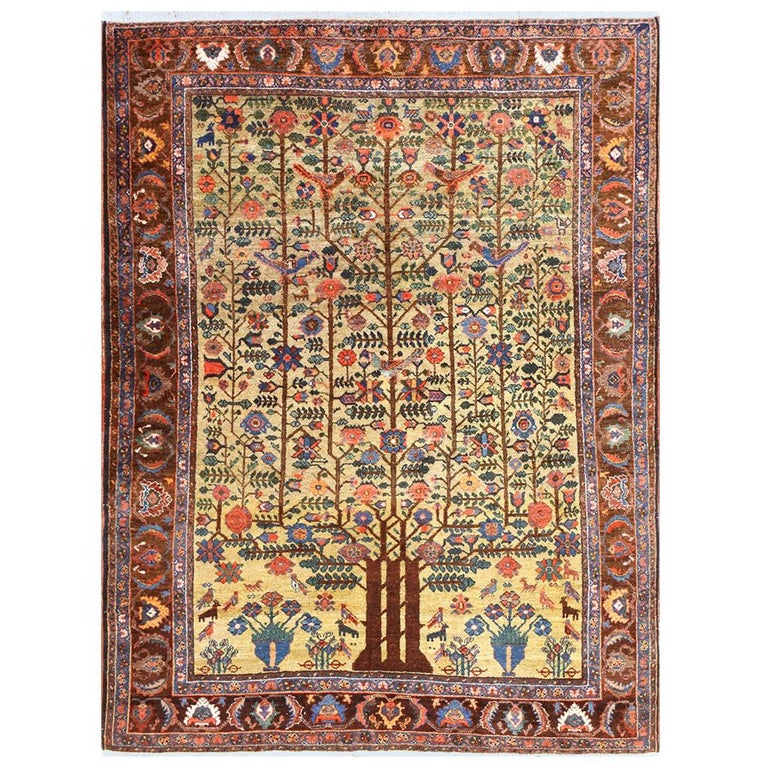 Artistic Small Antique Tabriz Persian Tree of Life Design Rug. Size: 5 ...