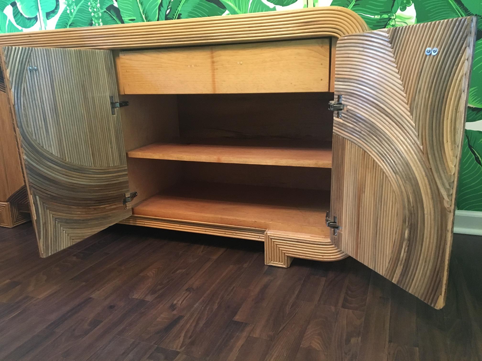 Mid-20th Century Artistic Split Reed Wrapped Rattan Buffet