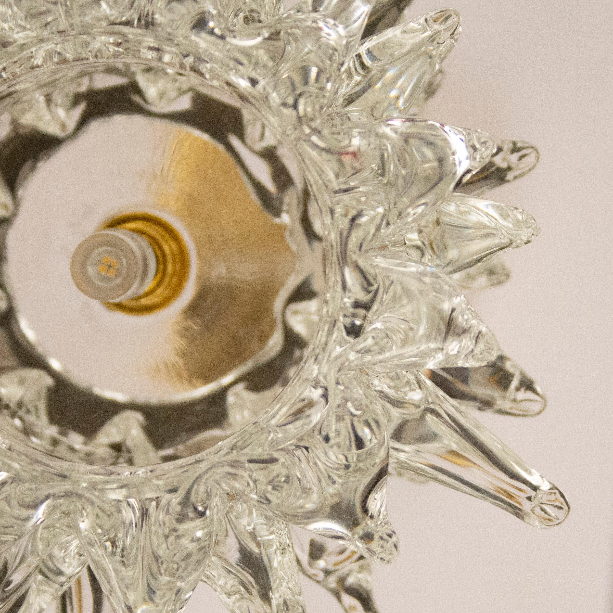 Suspension artistique 1 lampe, verre de Murano transparent, luminaire doré par Multiforme Neuf - En vente à Trebaseleghe, IT