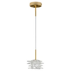 Artistic Suspension 1 Light, Clear Murano Glass, Gold Fixture by Multiforme