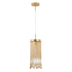 Artistic Suspension 1 Light Gold Murano Glass and Faceted Elements by Multiforme