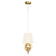 Artistic Suspension 1 Light, Golden Leaf Glass, Ivory Lampshade by Multiforme