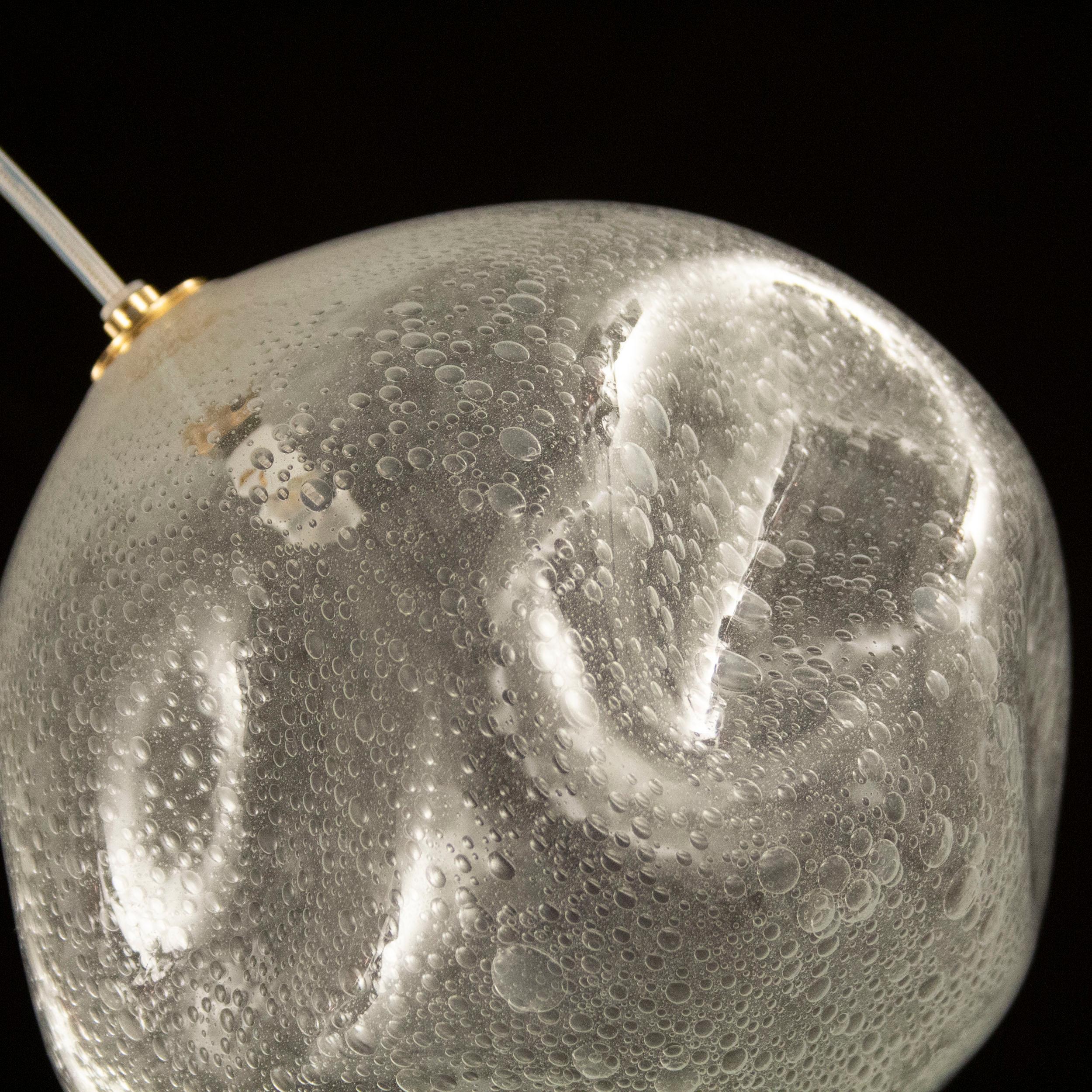 Italian Artistic Suspension 1 Light, Sphere Bubble Murano Glass Desafinado by Multiforme For Sale