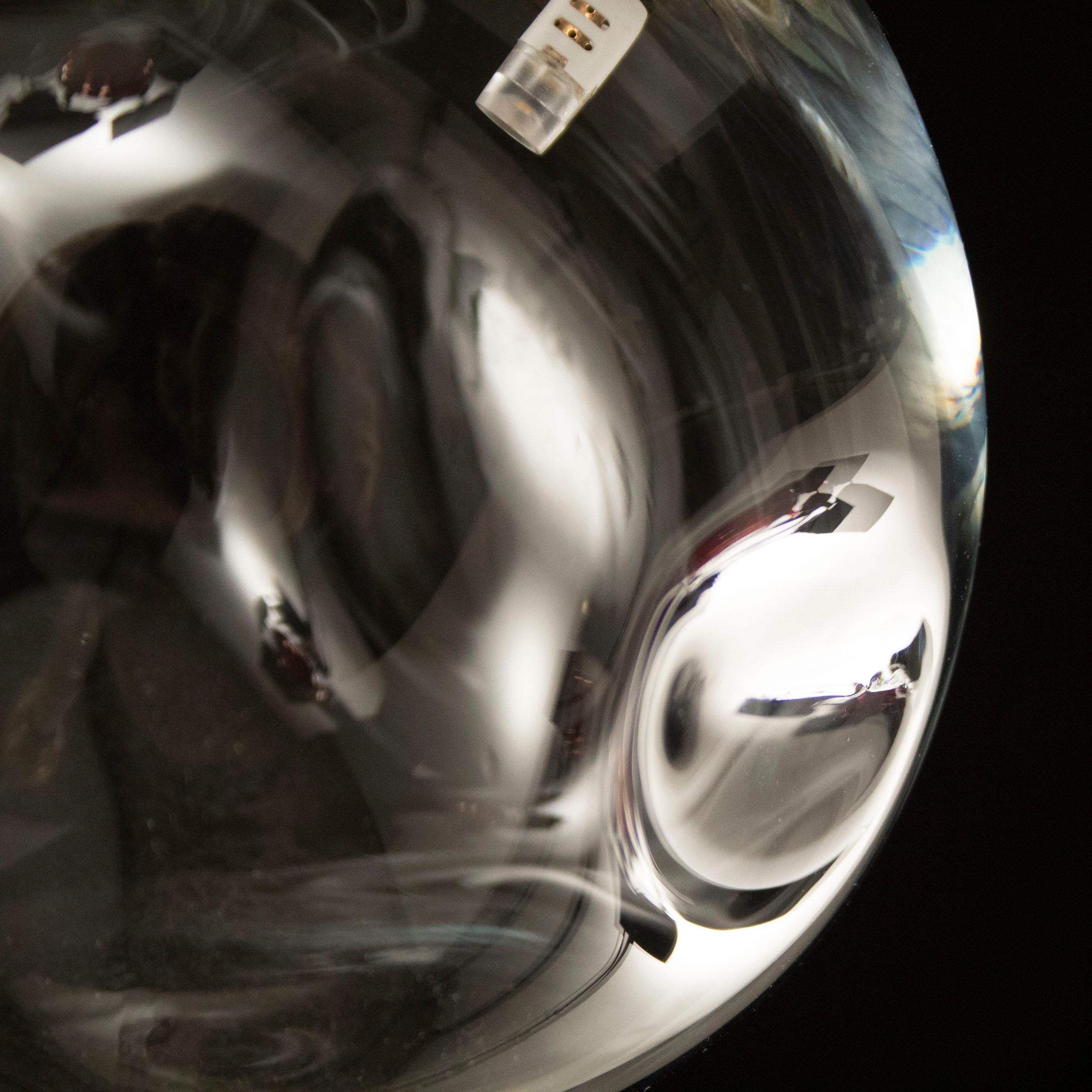 Italian Artistic Suspension 1 Light, Sphere Clear Murano Glass Desafinado by Multiforme For Sale