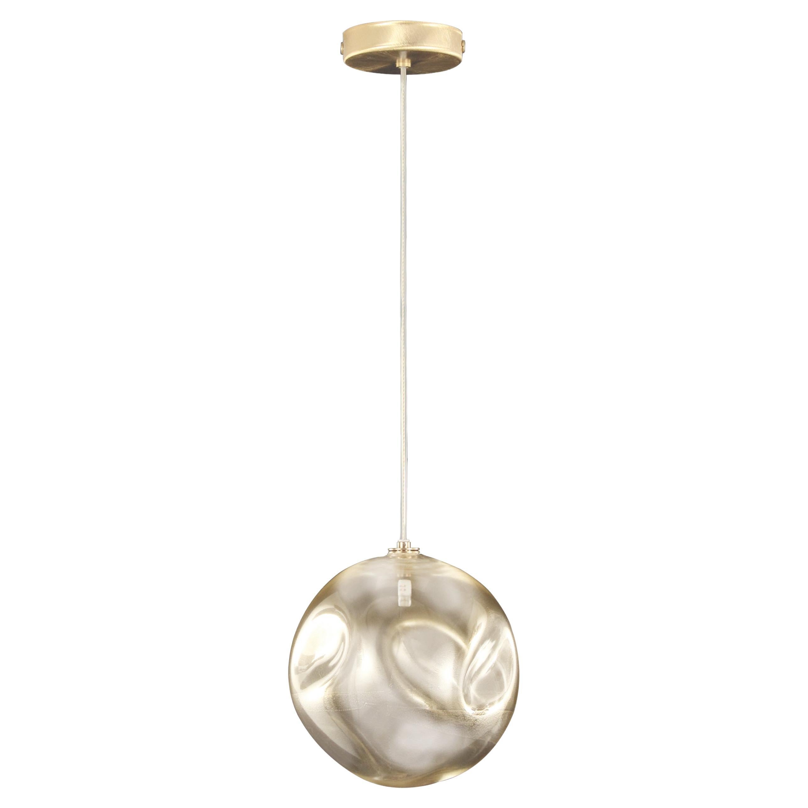 Artistic suspension 1 light, sphere gold Murano glass Desafinado by Multiforme For Sale