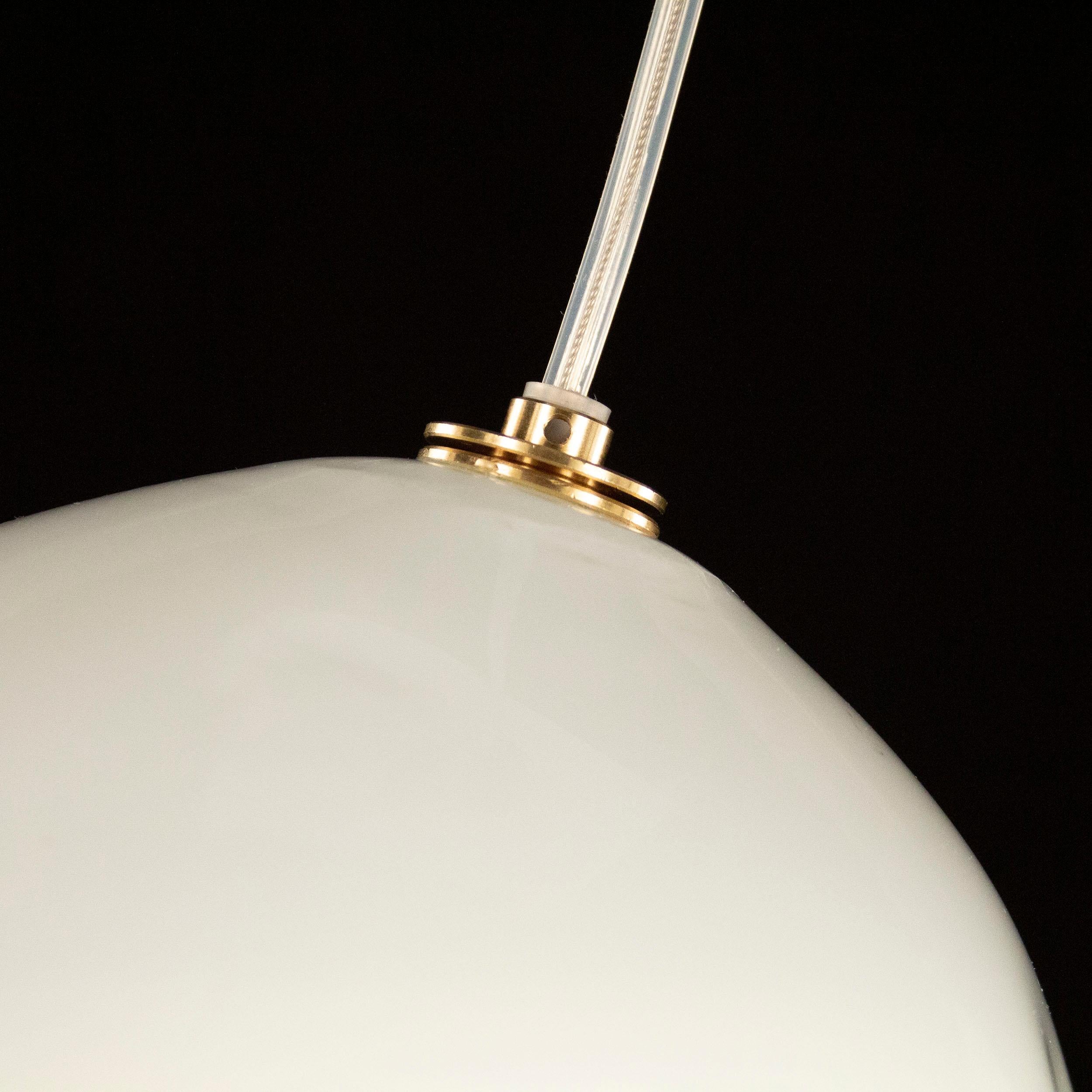 Italian Artistic Suspension 1 Light, Sphere White Murano Glass Desafinado by Multiforme For Sale