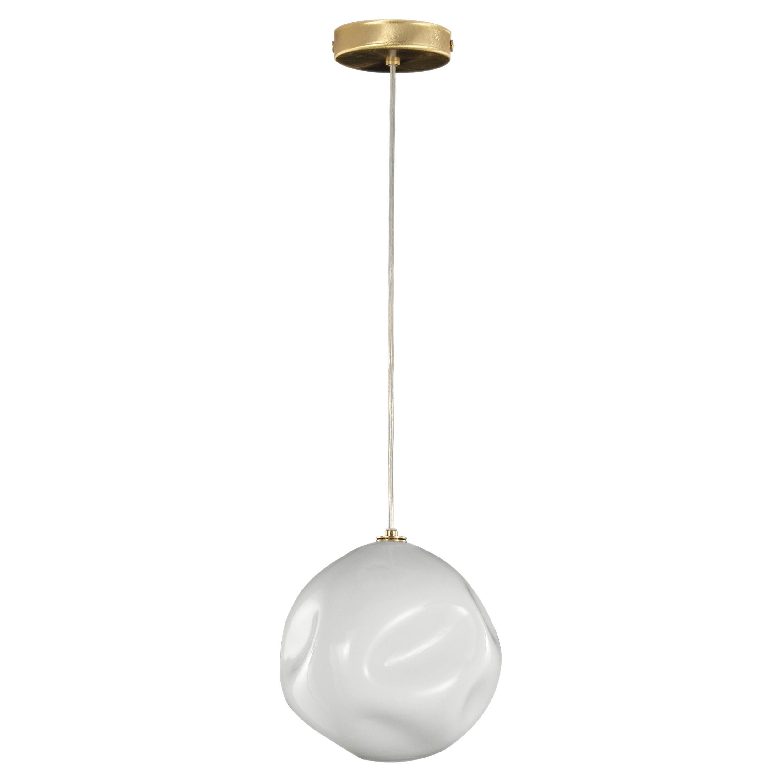 Artistic Suspension 1 Light, Sphere White Murano Glass Desafinado by Multiforme For Sale