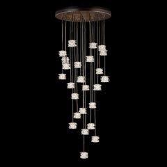Artistic Suspension 24 Lights, Clear Murano Glass Rostri by Multiforme in Stock