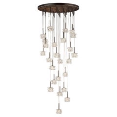 Sospensione artistica a 24 luci, Rostri in vetro di Murano trasparente di Multiforme in stock