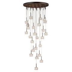 Artistic Suspension 24 Lights, Clear Murano Glass Rostri by Multiforme in Stock