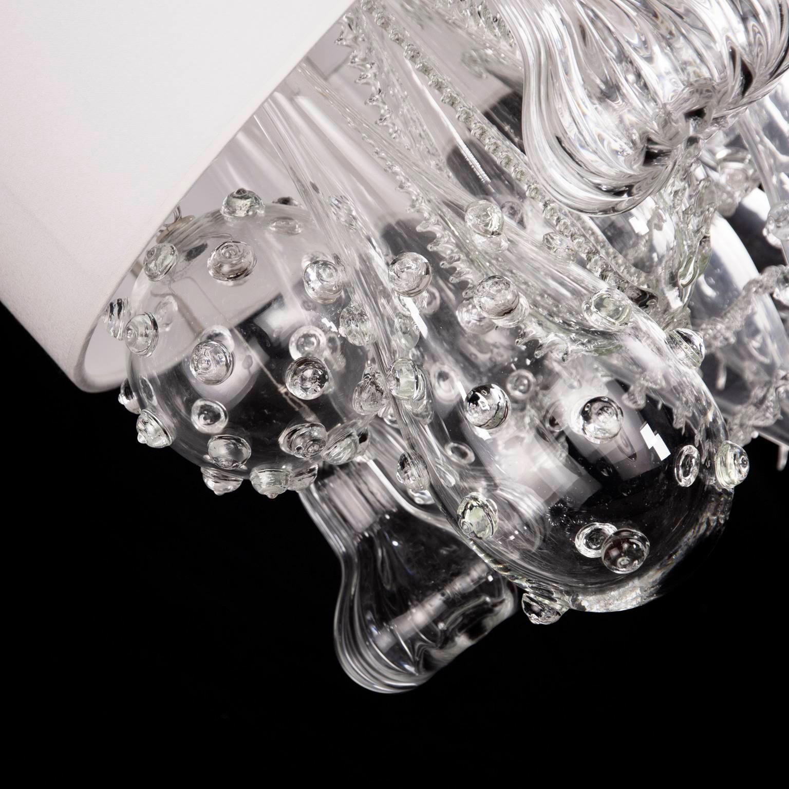 Lampenschirm aus Baumwolle mit künstlerischer Aufhängung und Kristallglasdetails von Multiforme (Italienisch) im Angebot
