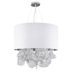 Artistic Suspension Cotton Lampshade Multi Crystal Glass Details by Multiforme
