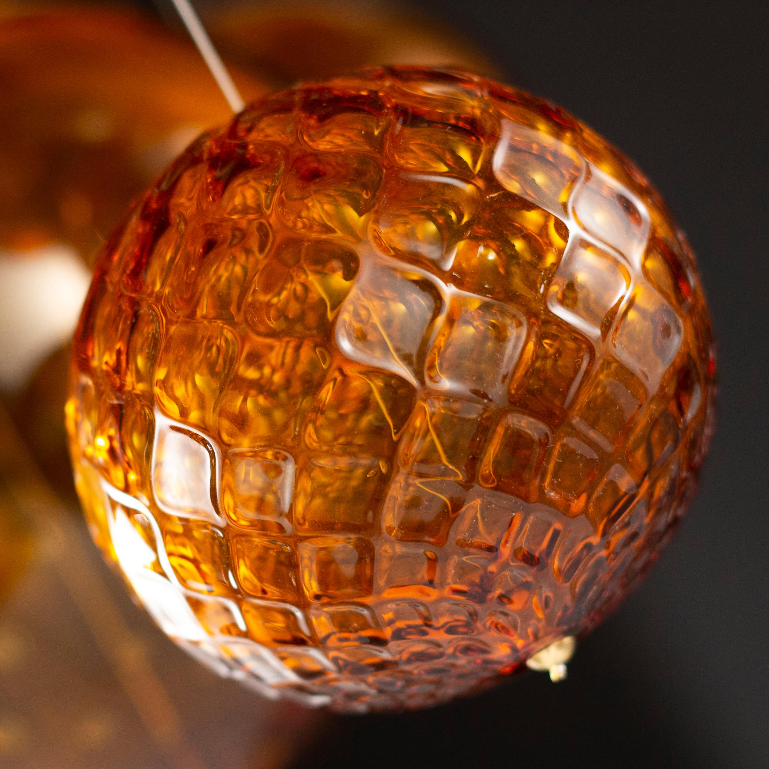 Other Artistic Suspension Lamp Amber Glass Elements, Brown Lampshade by Multiforme For Sale