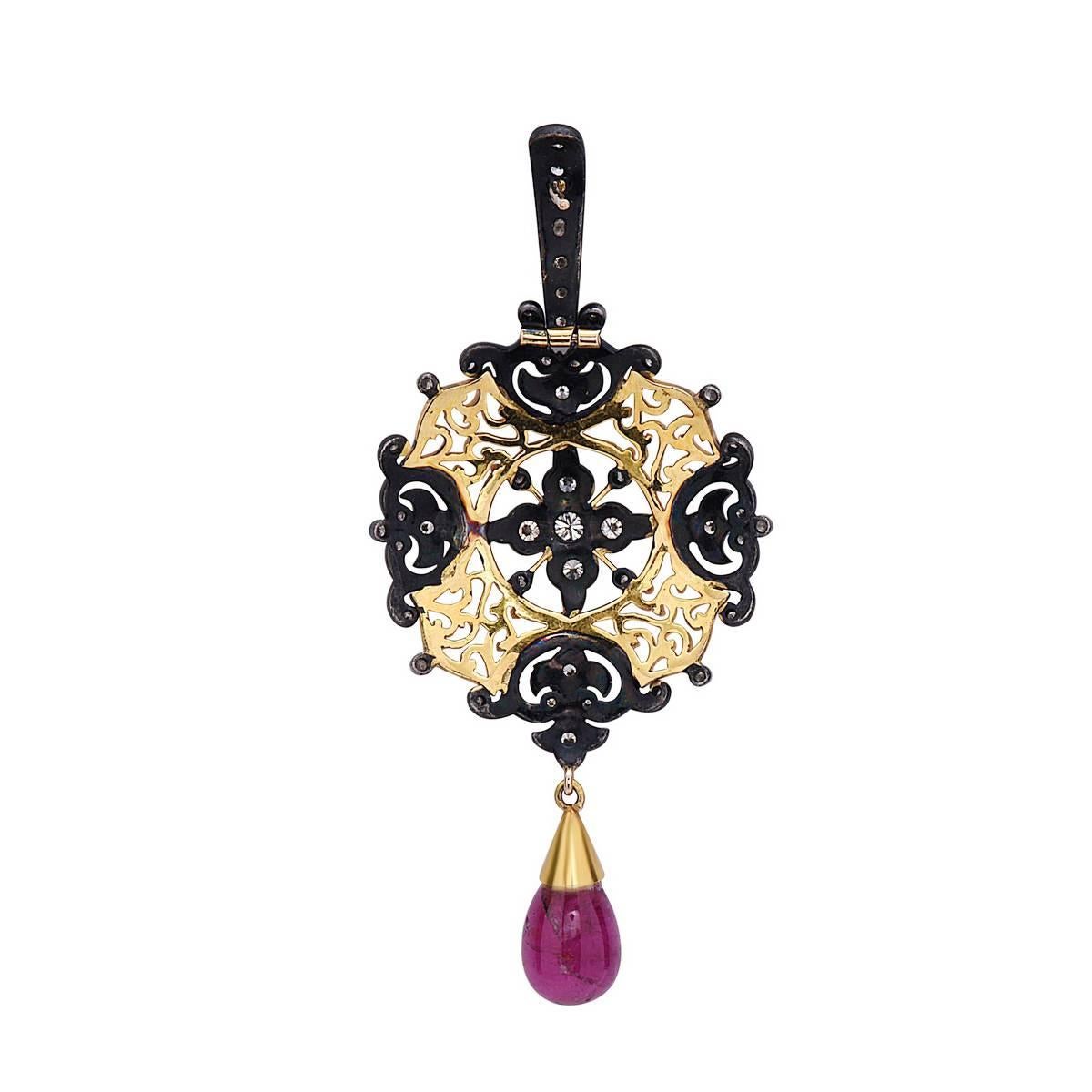 Mixed Cut Artistic Tourmaline & Diamond Cut-Out Earrings Made In 14k Gold & Silver For Sale