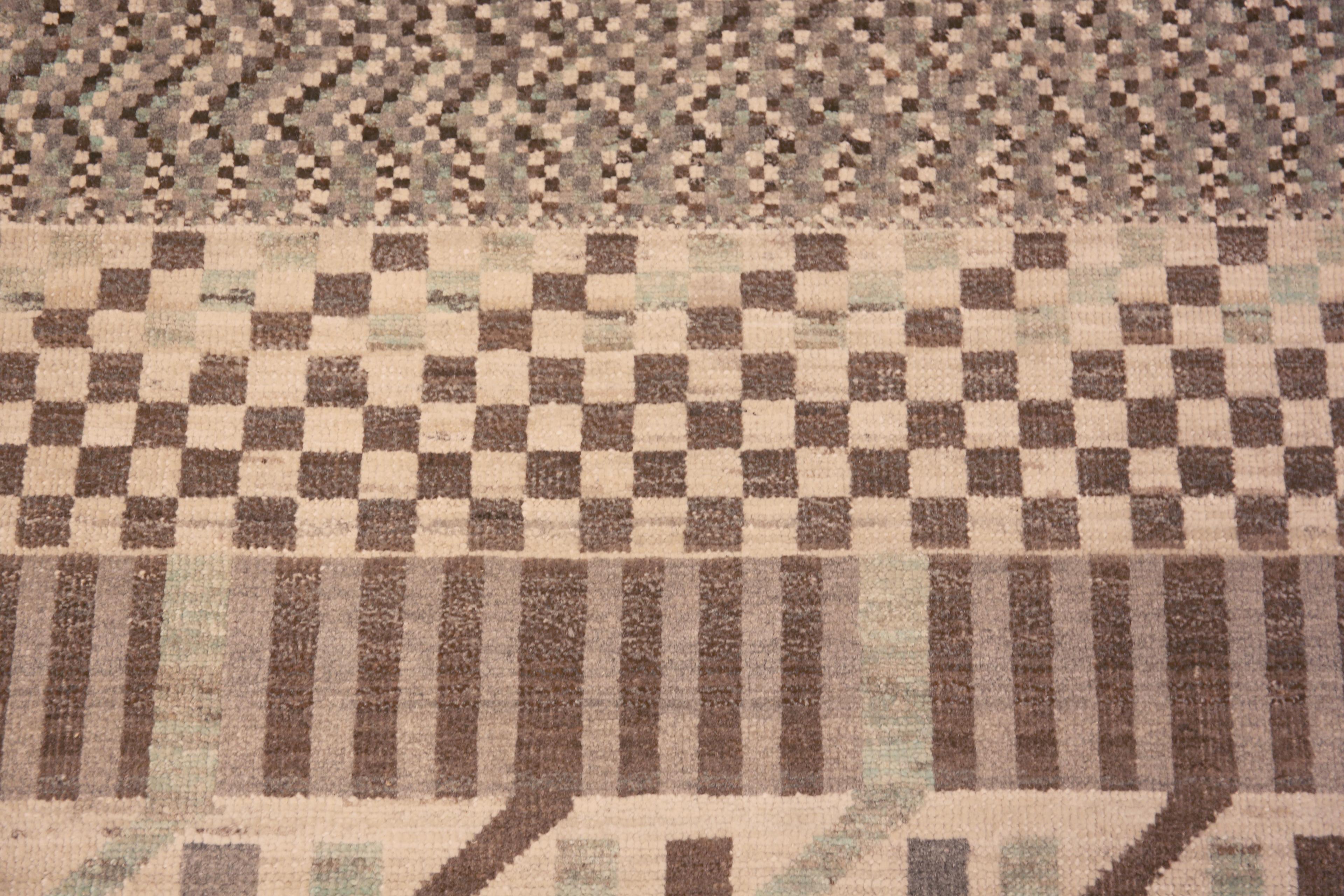 Artistic Tribal Geometrischer Neutral Hellbraun Moderner Läufer 3' x 9'8