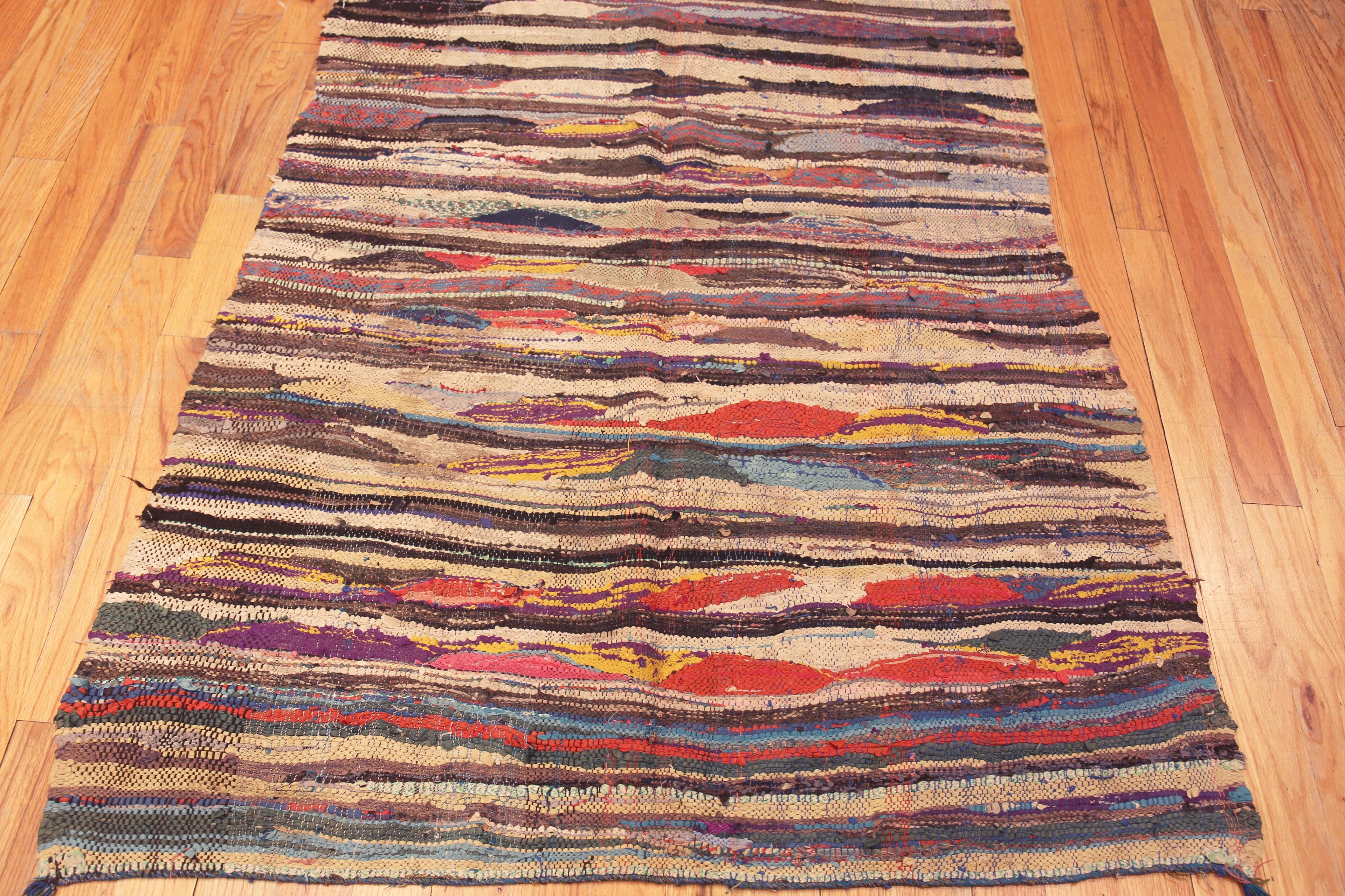 Alfombra Artística Tribal Vintage Boucherouite Kilim Marroquí 4'4