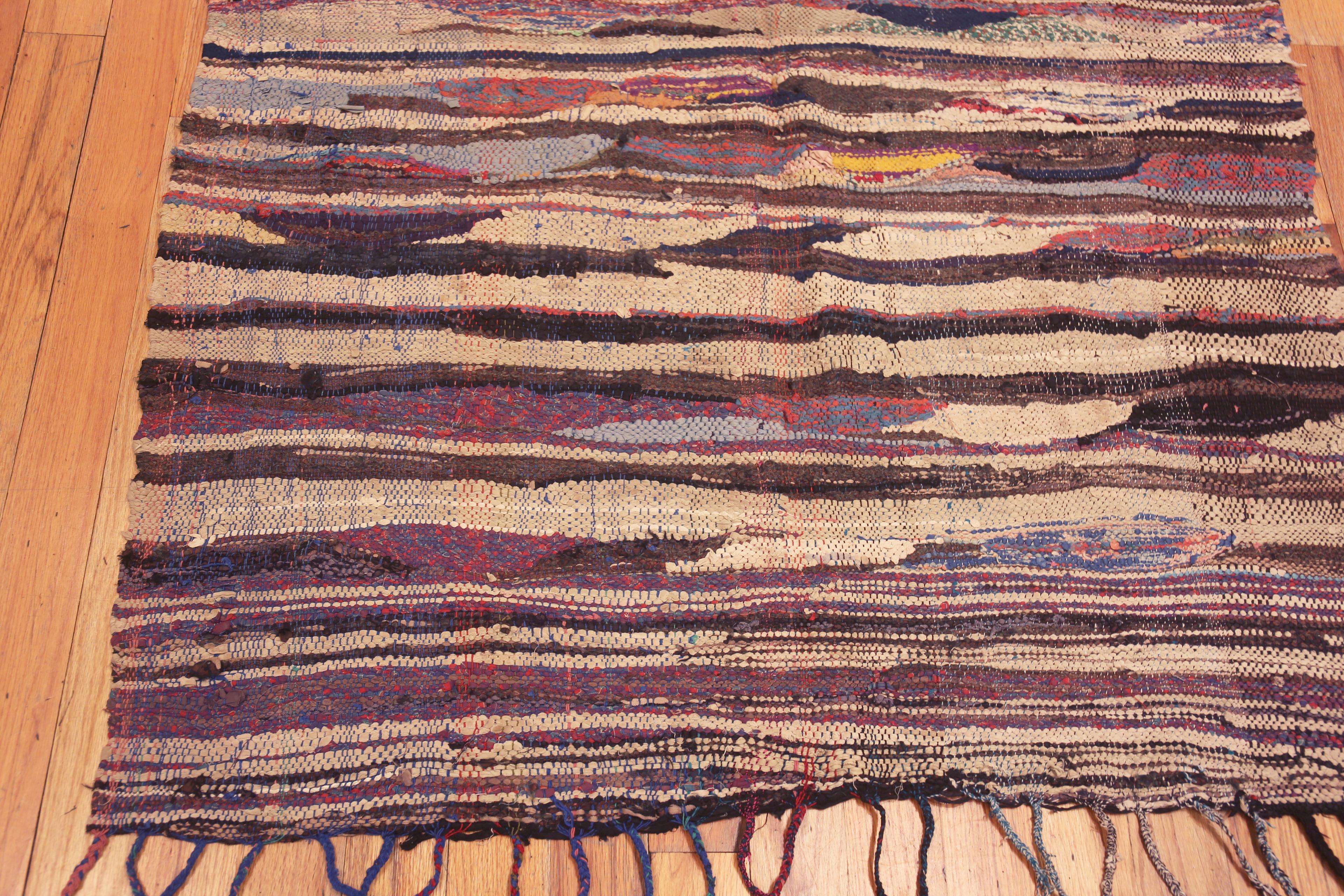 Alfombra Artística Tribal Vintage Boucherouite Kilim Marroquí 4'4