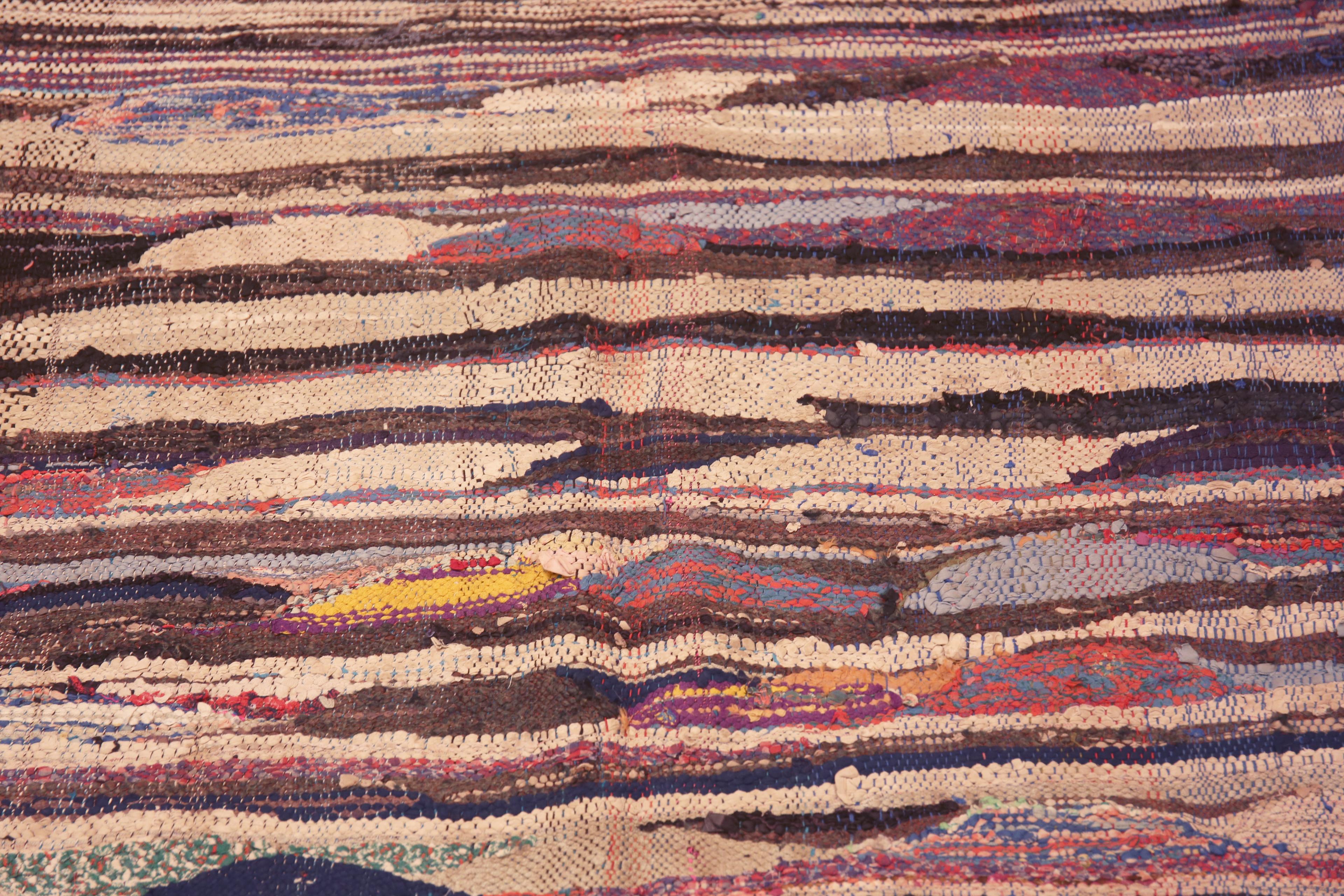 Alfombra Artística Tribal Vintage Boucherouite Kilim Marroquí 4'4