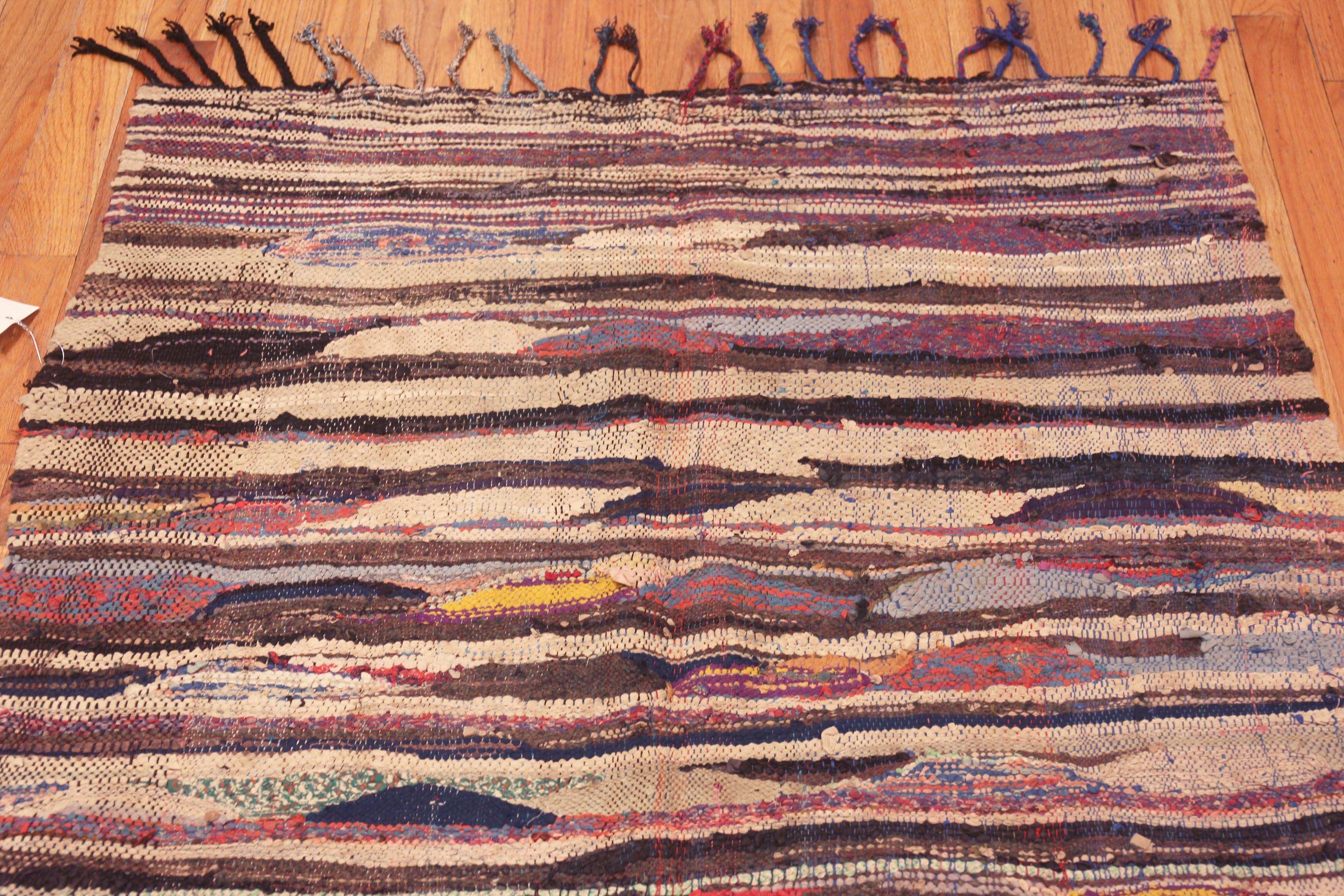 Alfombra Artística Tribal Vintage Boucherouite Kilim Marroquí 4'4