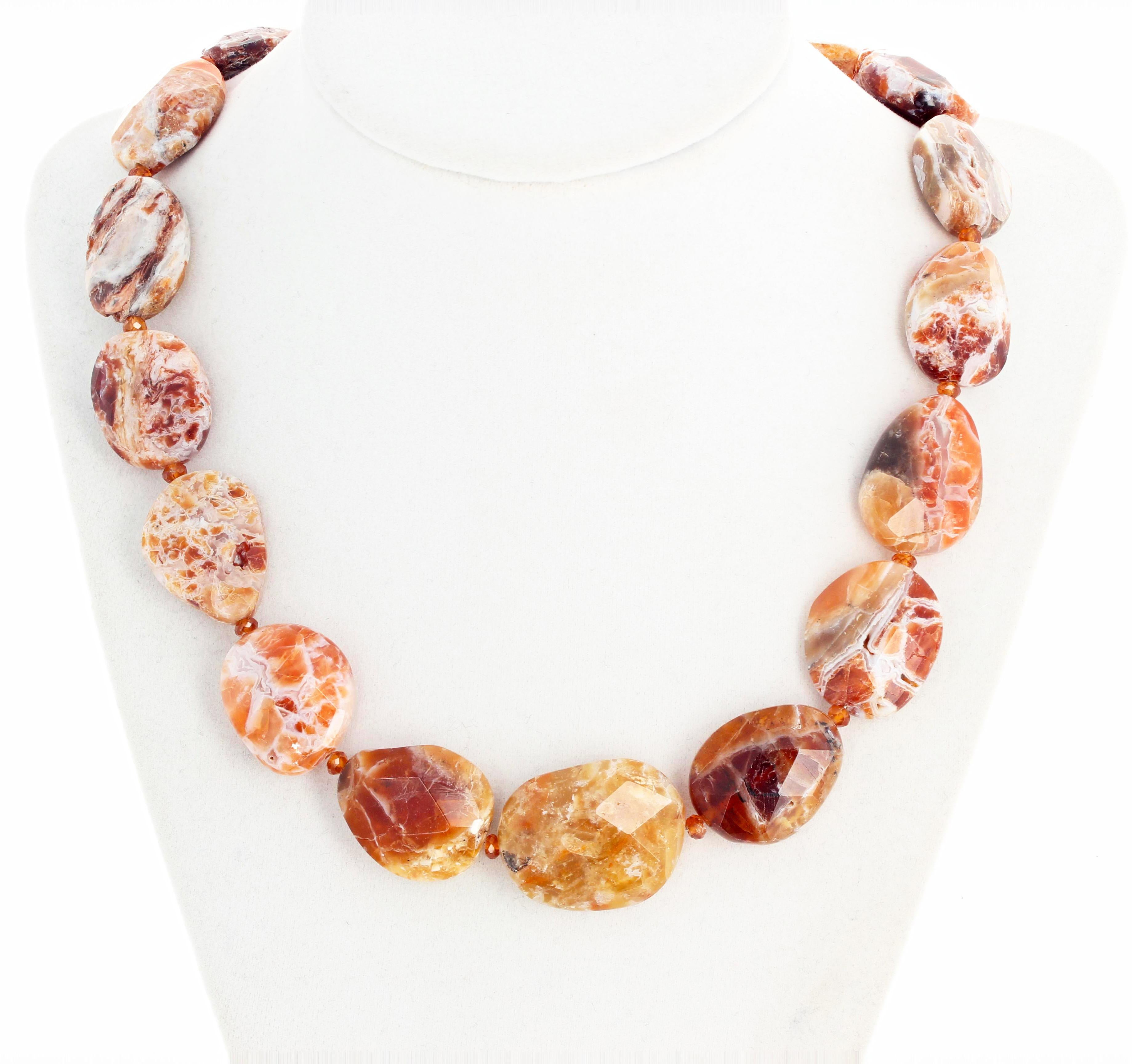 Women's or Men's Artistic Unique Brandy Opal and Garnet Necklace