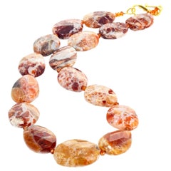Artistic Unique Brandy Opal and Garnet Necklace Multi-Color Artistic Natural
