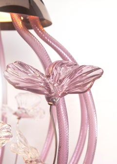 Artistic Wall Lamp Cage with butterflies in Amethyst Murano Glass by Multiforme